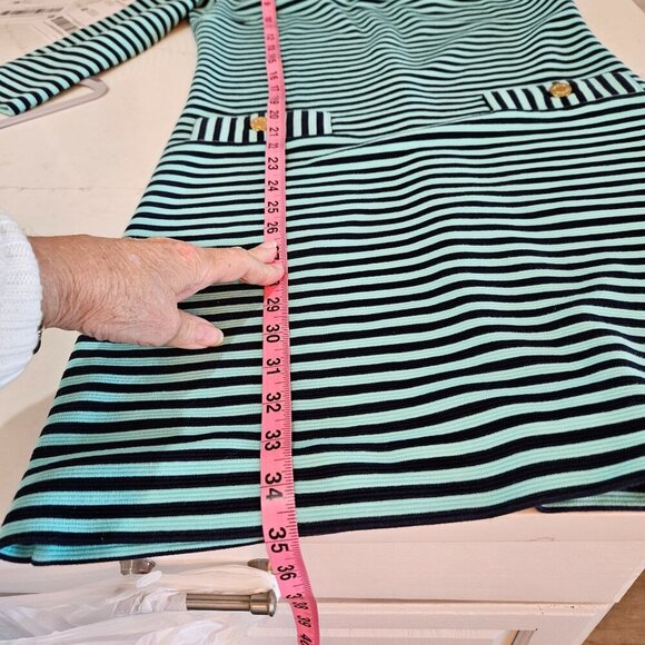 Lilly Pulitzer Charlene Striped Shift Dress Medium Blue Green Stretch - Picture 10 of 12